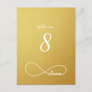 Gold Love Infinity Wedding Table Number Cards