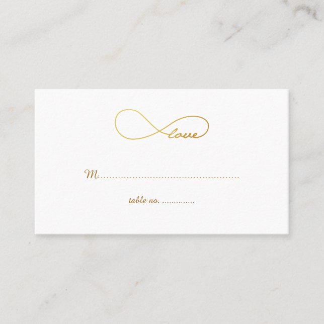 Gold Love Infinity Wedding Table Place Cards (Front)