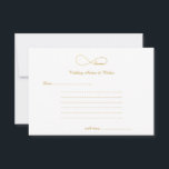 Gold Love Infinity Wedding Wishes & Advice Cards<br><div class="desc">Simple,  elegant and classic Gold Love Infinity Wedding Wishes & Advice Cards.  Great for weddings,  bridal showers,  wedding rehearsal dinners and wedding anniversaries.  Customize the text to fit your party celebration needs.</div>