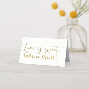 Gold Love is Sweet Take a Treat Script Table Place Card