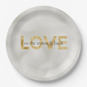 Gold Love Moon and Back        Paper Plate