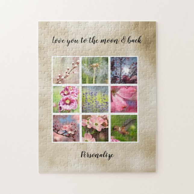 Gold Love Personalized Photo Collage Jigsaw Puzzle (Vertical)