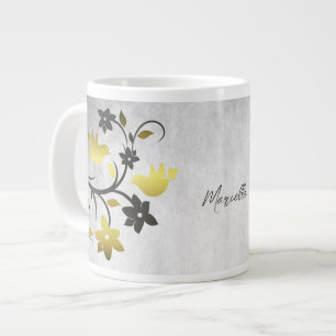 Gold Lovebirds Personalized Giant Coffee Mug