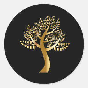 Gold lovers hearts On A Gold Tree Classic Round Sticker