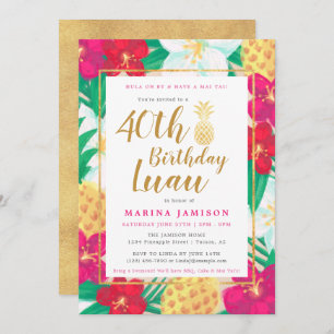 Gold Luau Party Invitations