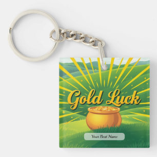 Gold Luck Ray Personalize Keychain