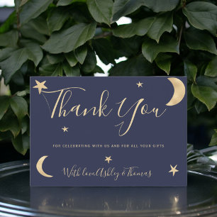 Gold lune étoiles marine bleu merci baby shower