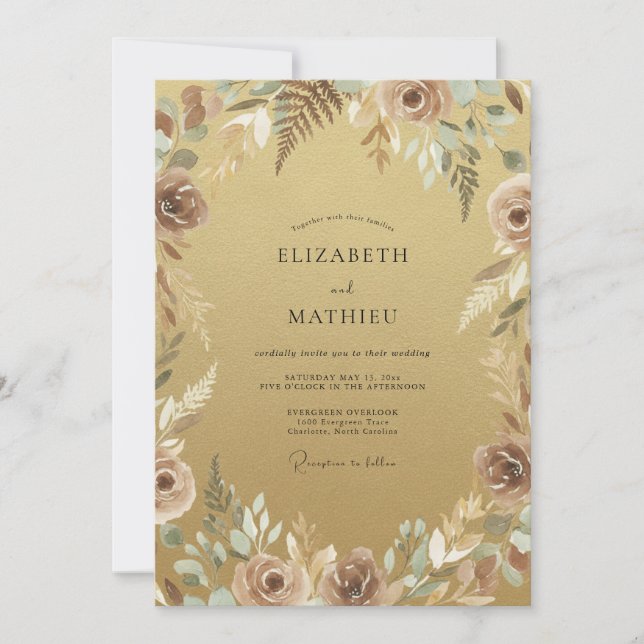Gold Lush Autumnal Wedding Invitation (Front)