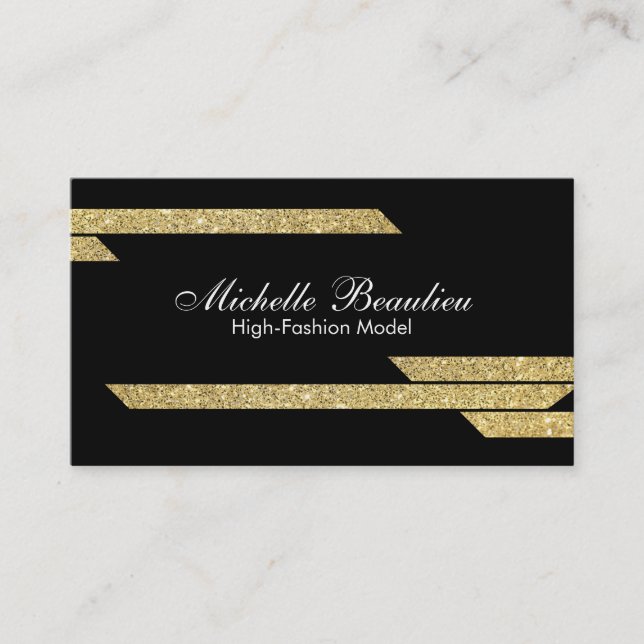 Gold Lustre Polygons 2 Business Card (Front)