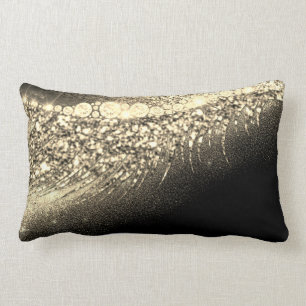 Gold Lux Makeup Lash Champagne Black Lumbar Pillow