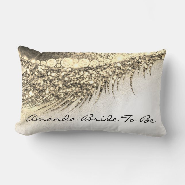 Gold Lux Makeup Lash Champagne Bride To Be Lumbar Pillow (Front)