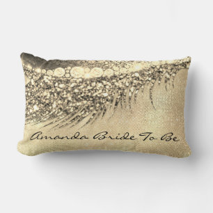 Gold Lux Makeup Lash Champagne Spark Bride Lumbar Pillow