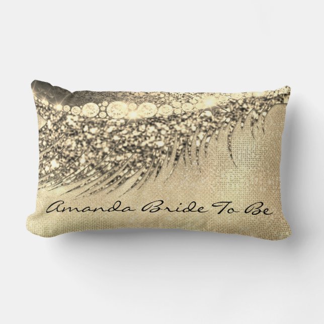 Gold Lux Makeup Lash Champagne Spark Bride Lumbar Pillow (Front)