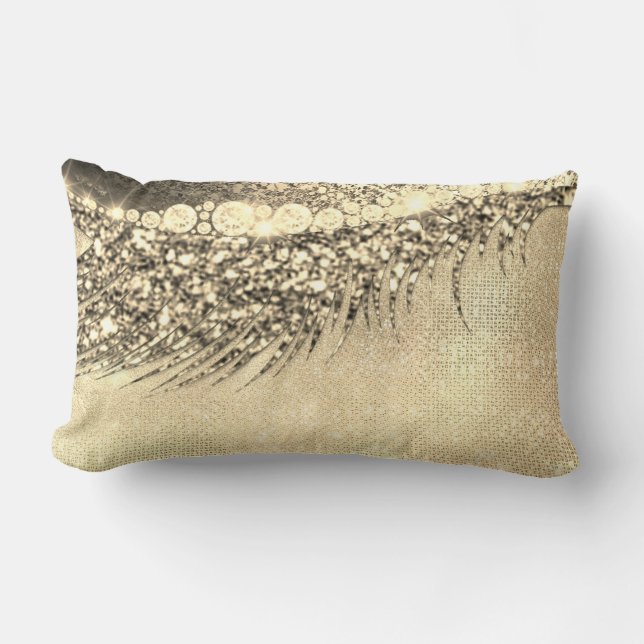 Gold Lux Makeup Lash Champagne Spark Lumbar Pillow (Front)
