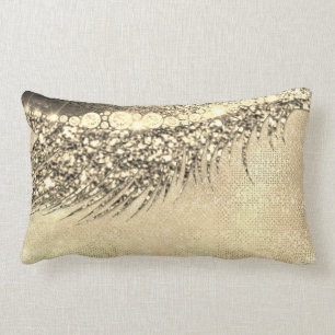 Gold Lux Makeup Lash Champagne Spark Lumbar Pillow