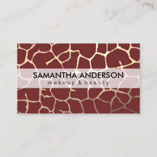 Gold Lux Pattern Dark Red Business Card