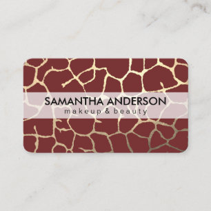 Gold Lux Pattern Dark Red Business Card