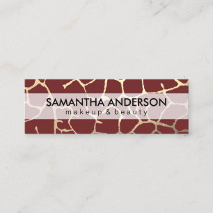 Gold Lux Pattern Dark Red Mini Business Card