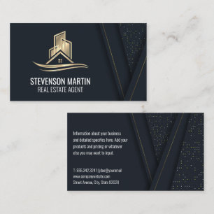 Gold Lux Real Estate Property Logo Business Card