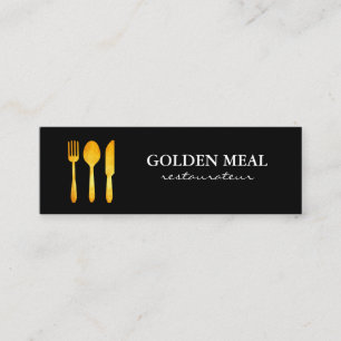 Gold Luxe Food Utensils Monogram Mini Business Card