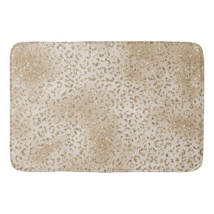 Gold Luxe Glitter Leopard Print         Bath Mat