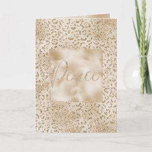 Gold Luxe Glitter Leopard Print Peace Christmas Card