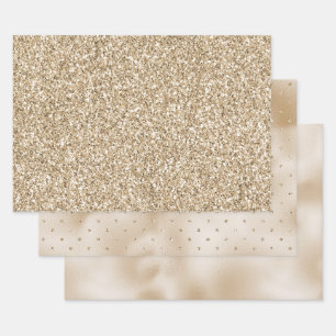 Gold Luxe Glitter   Wrapping Paper Sheet