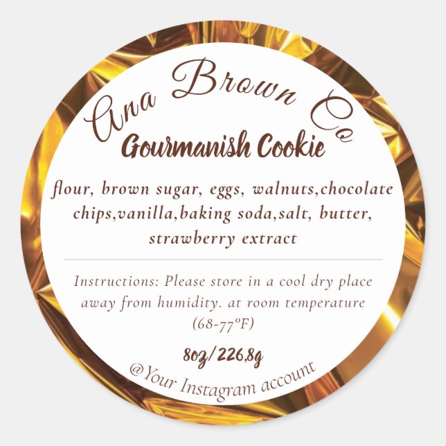 Gold Luxurious Product Branding Ingredients Label (Front)