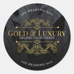 Gold & Luxury Brand Name Round Sticker
