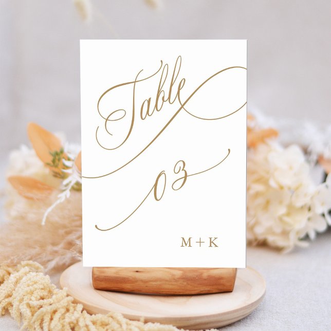 Gold Luxury Calligraphy Wedding Number 3, Table Number (Creator Uploaded)