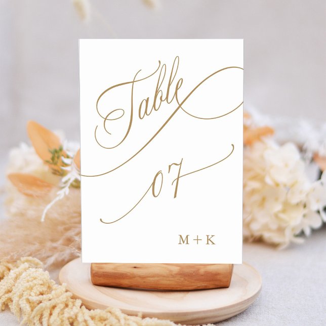 Gold Luxury Calligraphy Wedding Number 7, Table Number (Creator Uploaded)