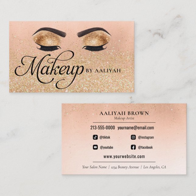 Gold Luxury Glam Eyes Beauté Salon Carte de visite (Devant / Derrière)
