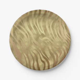 Gold Luxury Luxurious Zebra Jungle Safari Glam Paper Plate