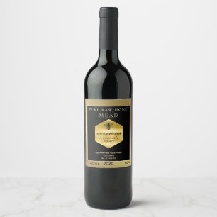 Gold luxury Mead queen bee honeycomb honey wine Label
