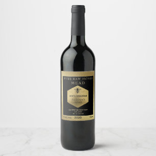 Gold luxury Mead queen bee honeycomb honey wine Label