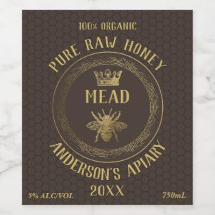 Gold luxury Mead queen bee honeycomb honey wine Wi Label