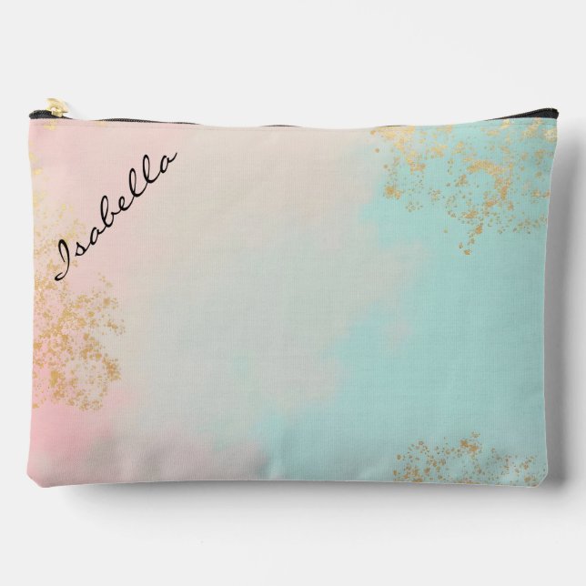 Gold Luxury Modern Blush Pink Soft Mint Collection Accessory Pouch (Front)
