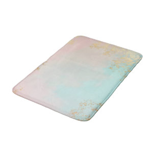 Gold Luxury Modern Blush Pink Soft Mint Collection Bath Mat