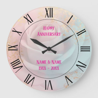 Gold Luxury Modern Blush Pink Soft Mint Collection Large Clock
