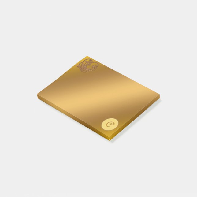 Gold Luxury Monogram C Post-it Notes (Angled)