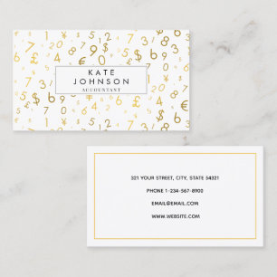 Gold Luxury Number & Currency Symbols Accountant  Business Card
