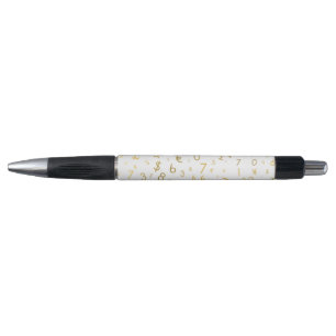Gold Luxury Numbers & Currency Symbols Pattern Pen