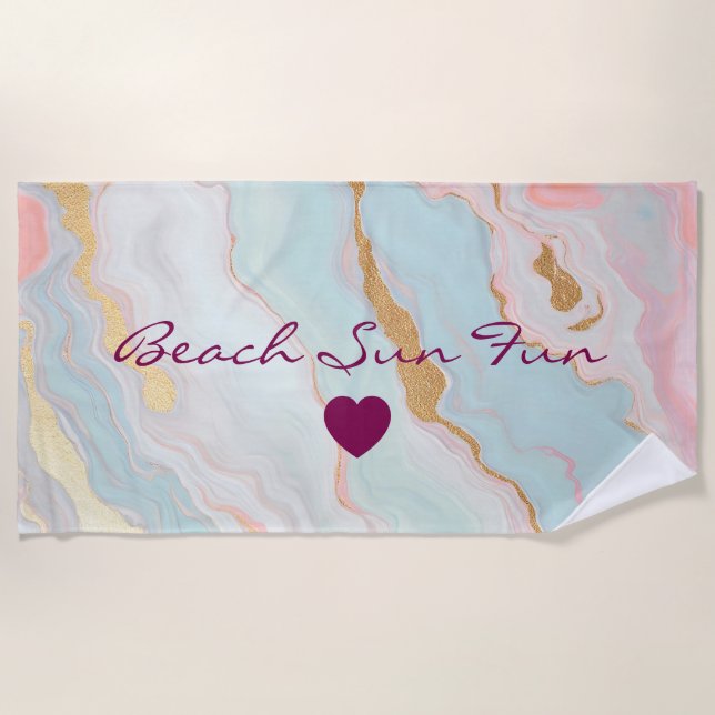 Gold Luxury Popular Blush Pink Mint Collection Beach Towel (Front)
