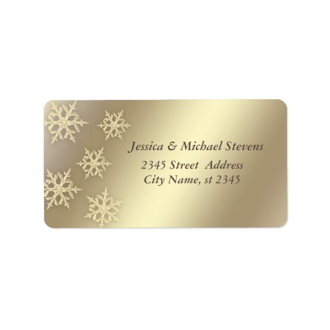 Gold luxury trendy holiday Christmas snowflake Label (Front)