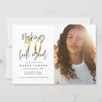 Gold made 90 look bonne photo invitation anniversa