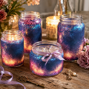 Gold Magenta Filigree Celestial Nebula Border Tissue Paper