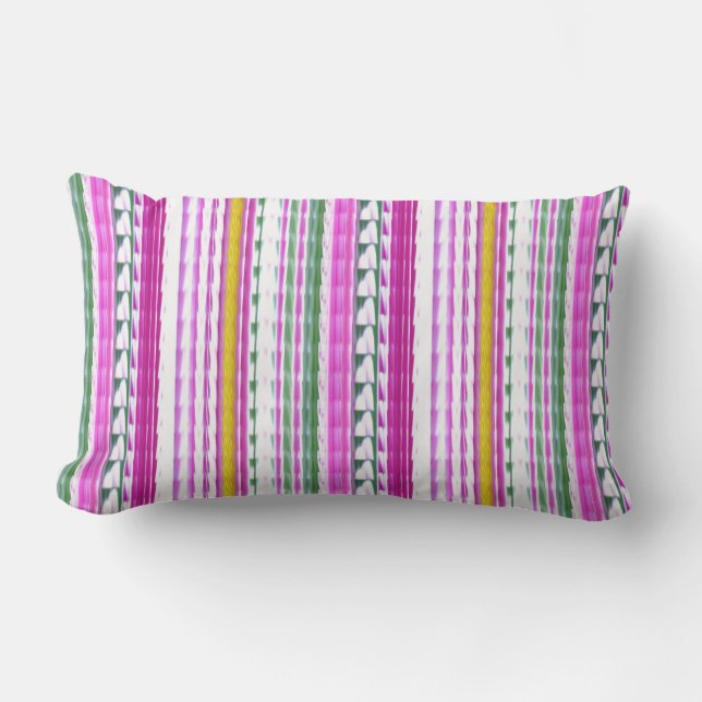 Gold, Magenta, Teal Stripe Lumbar Pillow 13" x 21" (Front)