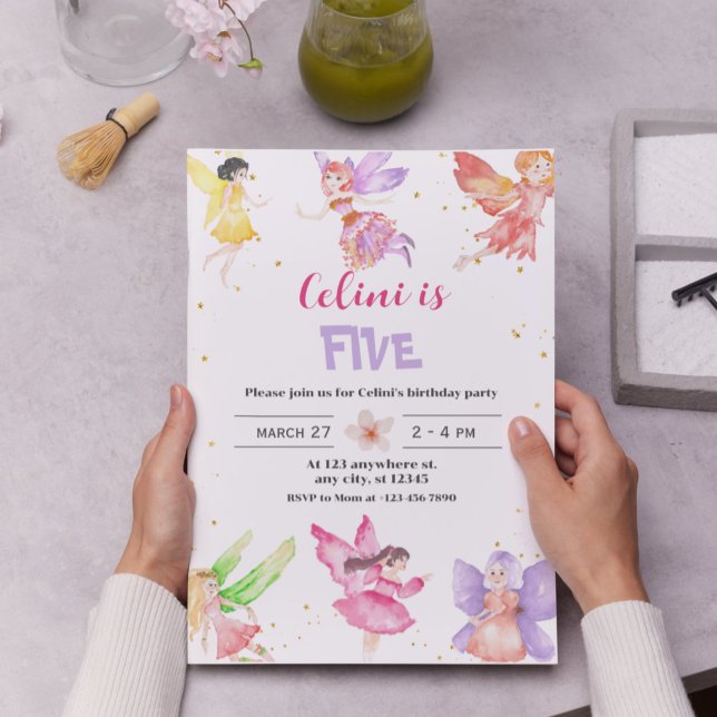 Gold Magical Fairy Birthday Invitation (Gold Magical Fairy Birthday Invitation)