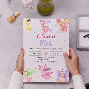 Gold Magical Fairy Invitation Anniversaire