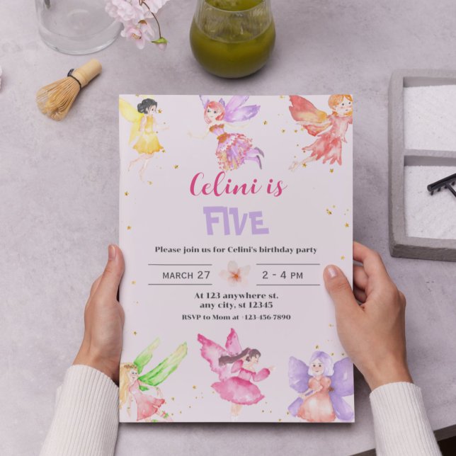 Gold Magical Fairy Invitation Anniversaire (Gold Magical Fairy Birthday Invitation)